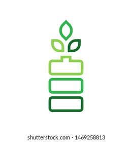 Battery with leaves logo template vector  clean energy icon design
