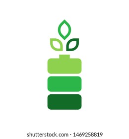 Battery with leaves logo template vector  clean energy icon design