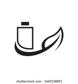 Battery with leaves logo template vector  clean energy icon design
