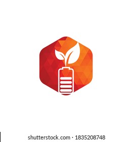 Battery leaves vector logo design. Battery and leaf icon natural energy symbol design element logo template	