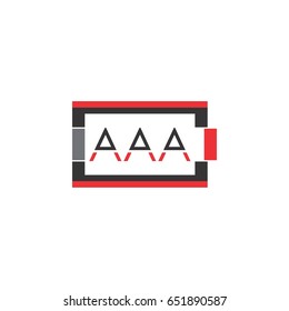 battery with letter aaa logo design
