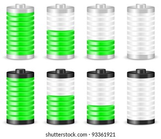 Battery with the level of charge. Vector illustration.