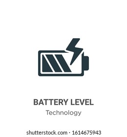 Battery level glyph icon vector on white background. Flat vector battery level icon symbol sign from modern technology collection for mobile concept and web apps design.