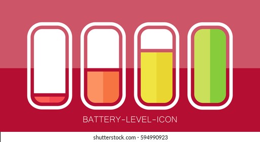 Battery Level Icon Design on Pink background Vector illustration