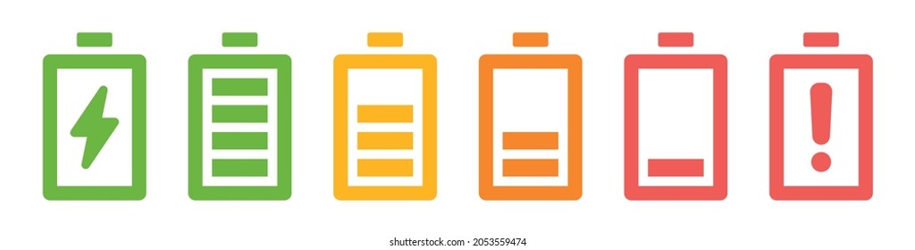 Battery level icon set. Vector illustration