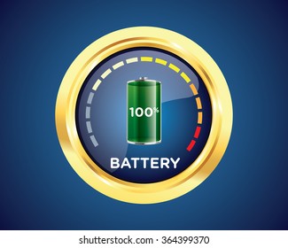 Battery Level Indicator 100 percent badges with gold border