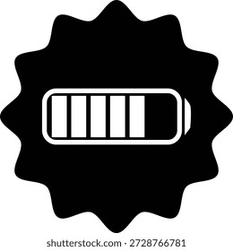 Symbol für Batteriefüllstandsanzeige mit weißen Linien auf schwarzem Sternzeichen