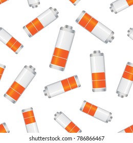 Battery level indicator seamless pattern background. Business flat vector illustration. Battery symbol pattern.