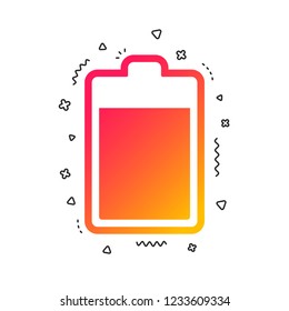 Battery level sign icon. Electricity symbol. Colorful geometric shapes. Gradient battery icon design.  Vector