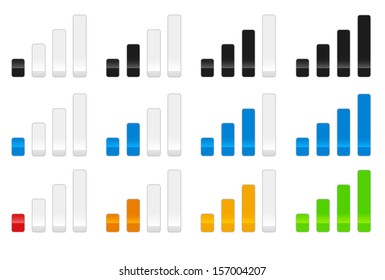 Battery level, signal strength indicators vector illustration 
