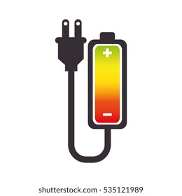 battery level with wire isolated icon