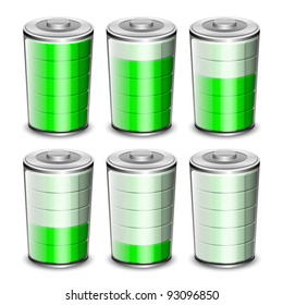 Battery levels icons set. Vector illustration