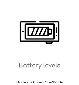 battery levels vector line icon. Simple element illustration. battery levels outline icon from technology concept. Can be used for web and mobile