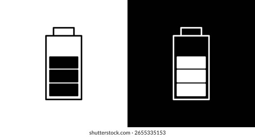 Battery life icon in flat version on black and white background