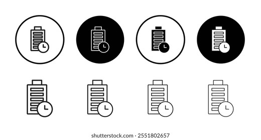 Akkulaufzeit Symbol Dünne Linie Illustrationssatz
