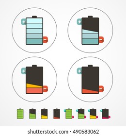 Battery Life Icons Set Isolated on White Background