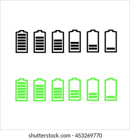 Battery life, battery level indicators. Battery vectors.battery set
