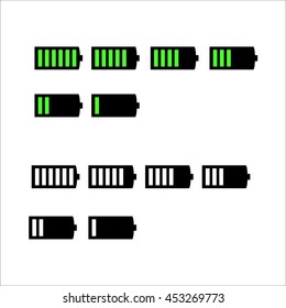 Battery life, battery level indicators. Battery vectors.battery set