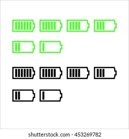 Battery life, battery level indicators. Battery vectors.battery set