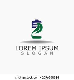 Battery Life logo design template, Nature Battery logo template