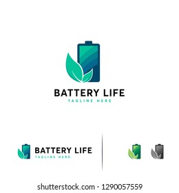 Battery Life logo designs template, Nature Battery logo template