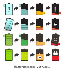 Battery Life Vector Icons Set Isolated on White Background