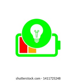 Battery And Light Bulb Icon Vector. Battery Logo Illustration Template For Icon Technology Industrial