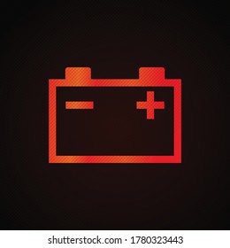 Battery light sign on car dashboard vector illustration.