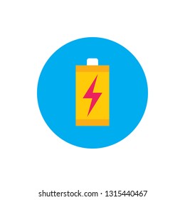 Battery with lightning - concept colored icon in flat graphic design style. Sign for website, mobile application, presentation, infographic. Mobile power energy symbol. Vector illustration. 