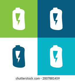 Batería con Lightning Flat cuatro colores mínimo conjunto de iconos
