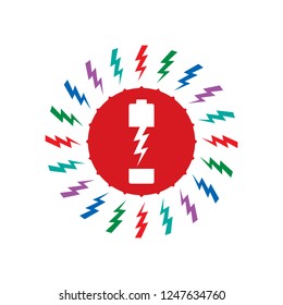 battery and lightning symbol with circle concept vector