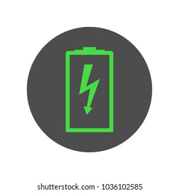 BATTERY with lightning. Vector icon.