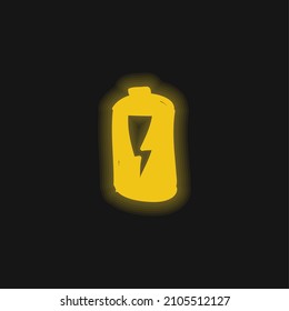 Battery With Lightning yellow glowing neon icon