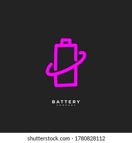 Battery line art icon vector for online template, illustration logo in trendy style.