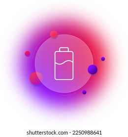 Battery line icon. Electricity, electrical energy, charge, rechargeable, portable, accumulator, state discharged. Technology concept. Glassmorphism style. Vector line icon for Business and Advertising