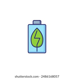 Battery line icon. Green, leaf, eco, charger. Ecology concept. Can be used for topics like eco, bio fuel, environment protection