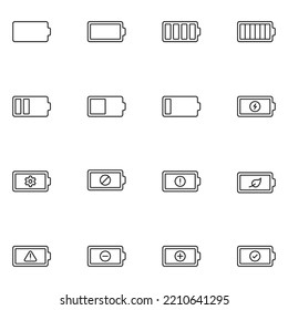Battery Line Icon Set Vector