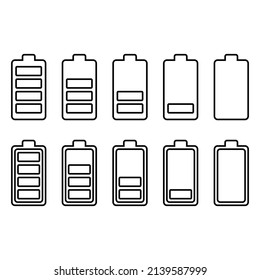 Battery line vector icon set