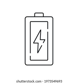 Battery linear icon. Energy. Thin line customizable illustration. Contour symbol. Vector isolated outline drawing. Editable stroke