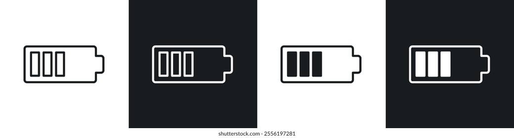 Battery linear icon set for app, and web design.