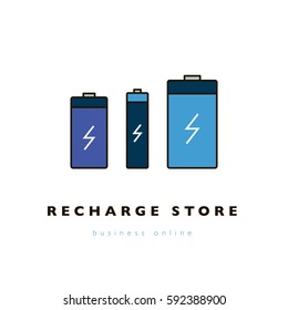 Battery linear trendy icon, vector banner, minimalistic logo mark, design for creation app, logotype of application design. Charger, recycle, recharge, repair, recycle, symbol, 
