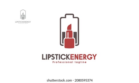 Battery lipstick logo design. vector