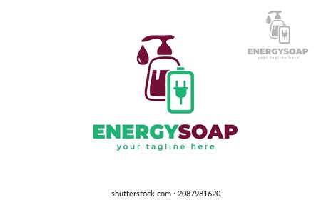 Battery liquid soap logo design. vector