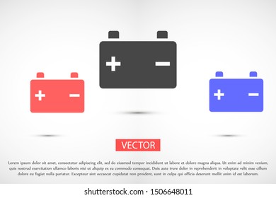 Battery load icon. illustration of car battery icon on white background. Battery Charger phases illustration icon. Battery Simple flat icon.