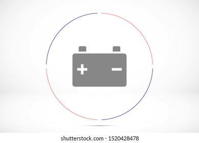 Battery load icon. illustration of car battery icon on white background. Battery Charger phases illustration icon. Battery Simple flat icon.