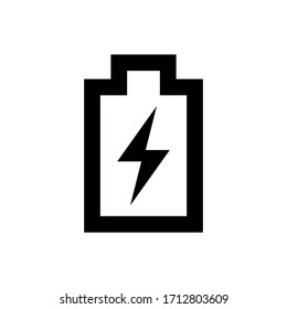 Ladesymbol für Batterien. Einfaches schwarzes Ladungszeichen, Akkumulatorenlogo einzeln auf weißem Hintergrund. Vektorillustration-Illustration für Web, mobile App, i-Design