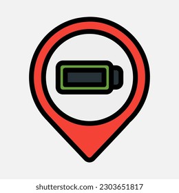 Battery location icon in filled line style, use for website mobile app presentation