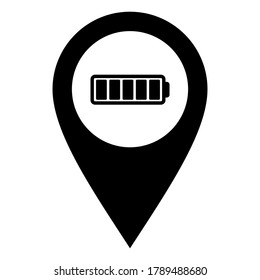 Batería y pin de ubicación en blanco