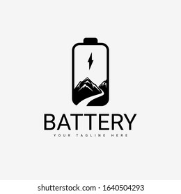 Battery Logo Design With a Combination of Mountain Views