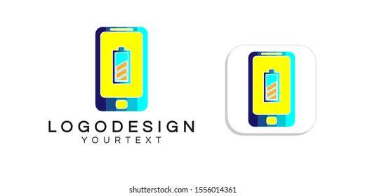 battery logo design. icon app smartphone color full
